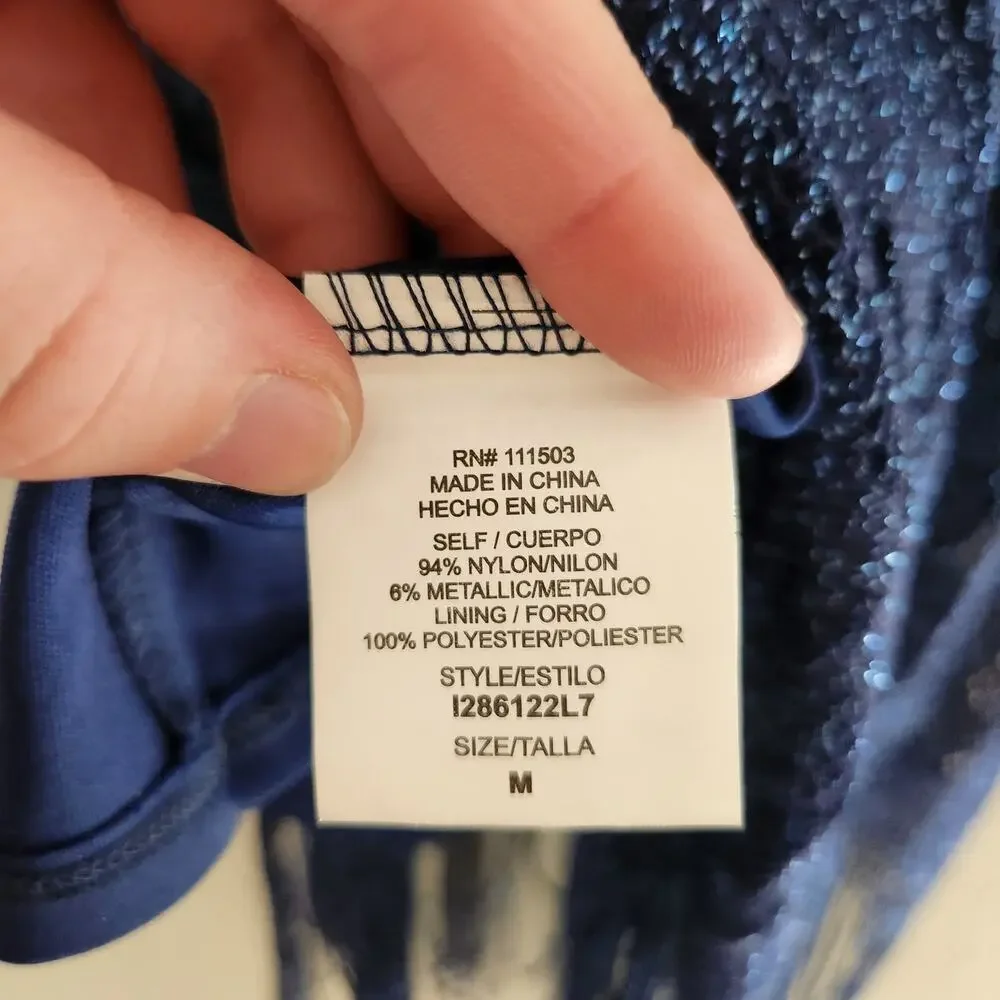 As U Wish blue sparkle fringe party dress M - Picture 3 of 5